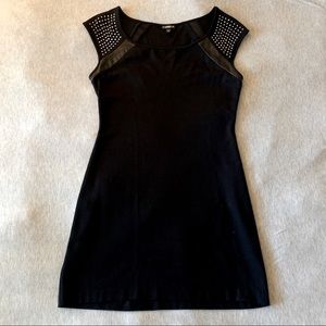Express ~ black minidress with sparkle and leather